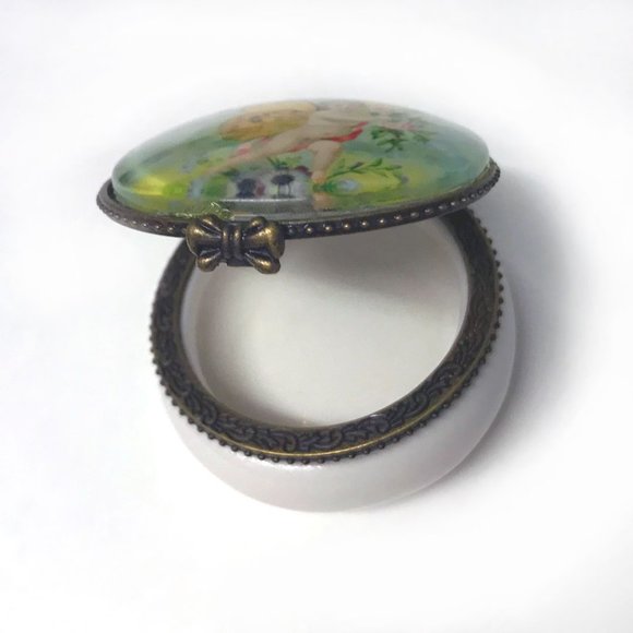 Butterfly Wing Cupid Ceramic Keepsake Box - NWOT - Picture 2 of 4